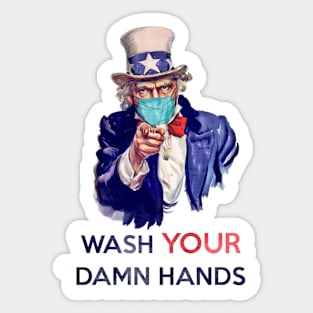 Uncle Sam - Wash Your Damn Hands Sticker